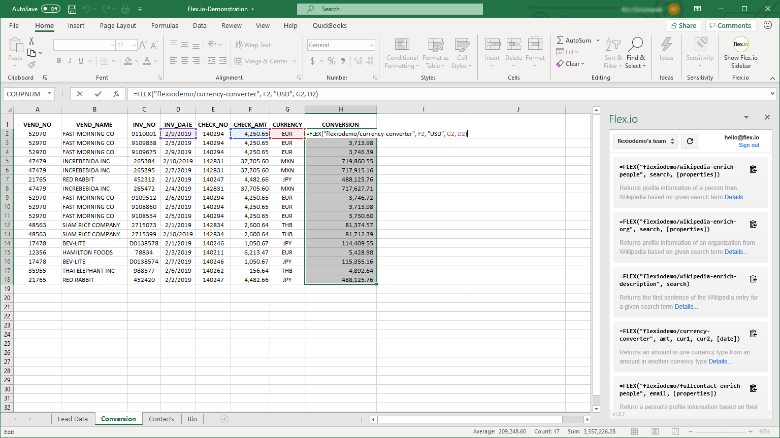 Flex.io Google Sheets add-on