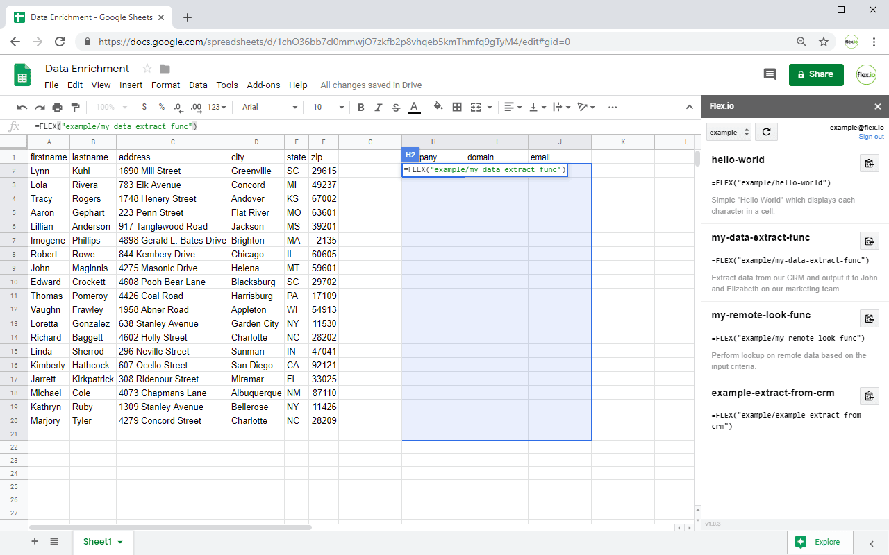 Using the Flex.io Google Sheets Add-on